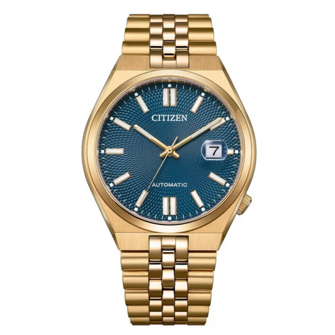 Montre Citizen Tsuyosa 60 Automatique 40 mm – Réf. NK0023-57L – Acier Doré Rose, Cadran Bleu Cendré, Verre Saphir, Réserve 60 h