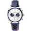 Montre Homme Pierre Lannier Baron 219G106 – Chronographe – Cadran Blanc – Bracelet Cuir Bleu