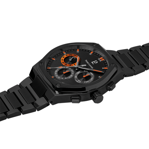 Montre Homme Pierre Lannier COPILOTE 231J439 – Noire – Cadran Noir – Bracelet Acier Noir 24 mm – Multifonctions – Fabriquée en France