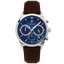 Montre Homme MONARCK Argenté Cadran Bleu Bracelet Cuir Brun 22 MM Réf 232G164