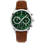 Montre Homme MONARCK Argenté Cadran Vert Bracelet Cuir Brun 22 MM Réf 232G174