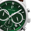 Montre Homme MONARCK Argenté Cadran Vert Bracelet Cuir Brun 22 MM Réf 232G174