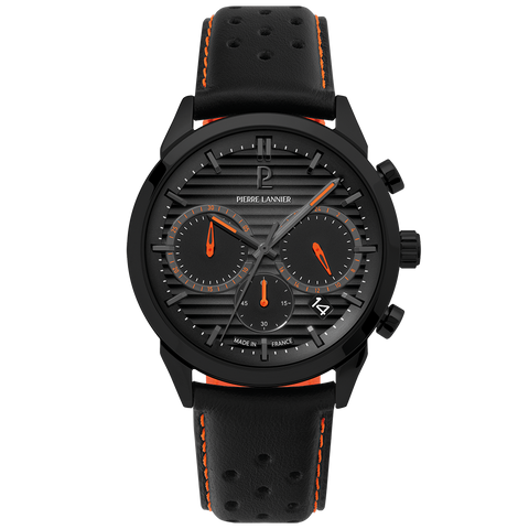 Montre Homme Monarck – Cadran Gris & Bracelet Cuir Noir 22 mm Réf. 233D433 – Pierre Lannier