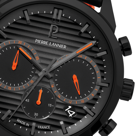 Montre Homme Monarck – Cadran Gris & Bracelet Cuir Noir 22 mm Réf. 233D433 – Pierre Lannier