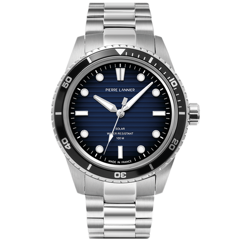 Montre Homme Inti – Cadran Bleu & Bracelet Acier Argenté 22 mm Réf. 244H161 – Pierre Lannier