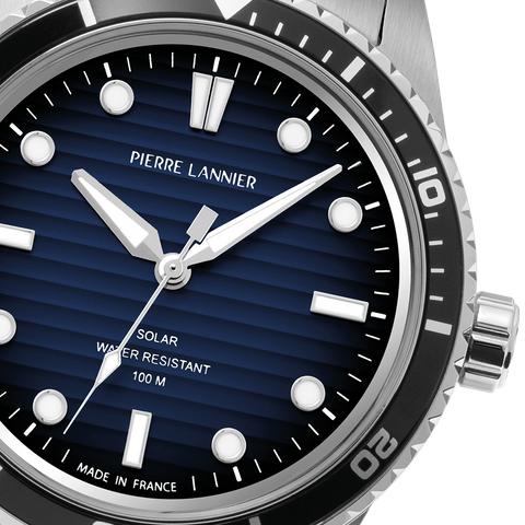 Montre Homme Inti – Cadran Bleu & Bracelet Acier Argenté 22 mm Réf. 244H161 – Pierre Lannier