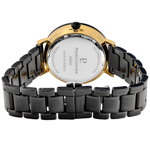 Montre Homme Pierre Lannier Ceramic 245G039 – Cadran Noir – Bracelet Céramique Noire – Index Dorés