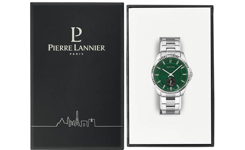PIERRE LANNIER METROPOLITAIN fond de boite vert bracelet métallique