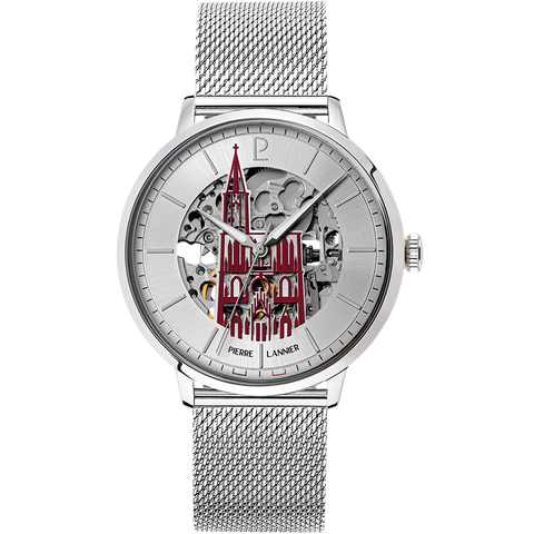 Montre Homme Pierre Lannier CATHEDRALE 301F121 – Automatique Squelette Argenté Bracelet Milanais