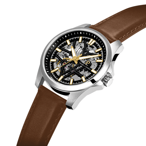 Pierre Lannier SKELETOM 304G134 – Montre Automatique Squelette Cuir Brun 40 mm