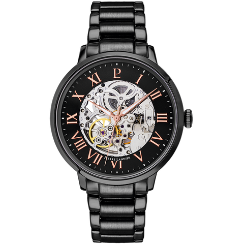 Montre Homme Pierre Lannier 316D439 – Automatique Cadran Noir, Bracelet Acier Noir 42mm