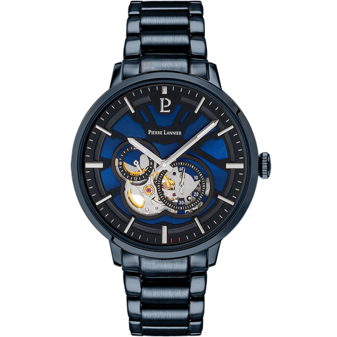 Montre Homme Pierre Lannier Trio 333D469 – Automatique – Cadran Bleu – Bracelet Acier Bleu – 42 mm