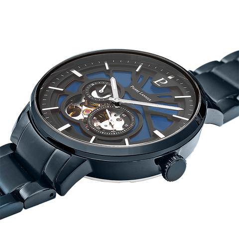 Montre Homme Pierre Lannier Trio 333D469 – Automatique – Cadran Bleu – Bracelet Acier Bleu – 42 mm