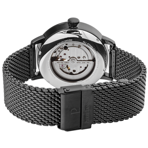 Montre Homme Pierre Lannier Trio 335B469 – Automatique – Cadran Bleu Nuit – Bracelet Milanais Noir – 42 mm