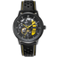 Pierre Lannier Paddock 338A443 – Montre Homme Chronographe 42mm Cadran Bleu Bracelet Cuir Noir Surpiqué Jaune