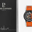 Montre Homme PADDOCK Noir – Cadran Noir & Bracelet Caoutchouc Orange 22 MM | Réf. 341A499