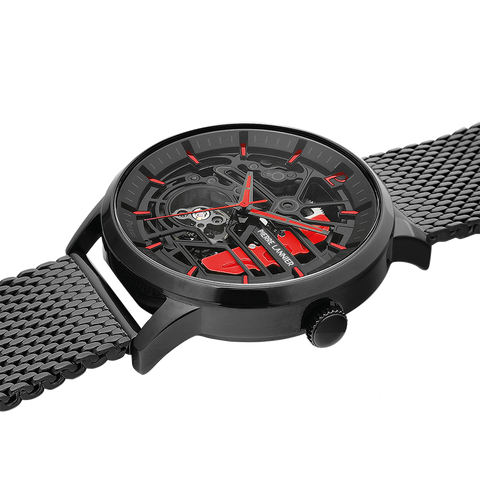 Montre Pierre Lannier Homme PADDOCK 345A459 – Cadran Noir & Bracelet Acier Milanais Noir 22 mm