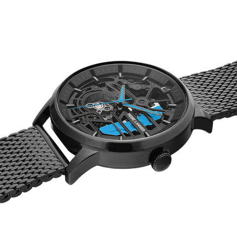 Montre Homme Pierre Lannier Paddock Noir Cadran Noir Bracelet Acier Milanais Noir – Réf. 345A469