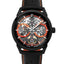 PIERRE LANNIER MONARCK cadran noir orange bracelet cuir surpiqûres orange  347A433
