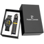 Coffret Pierre Lannier Paddock 385C449 – Homme – Automatique Squelette Noir & Jaune – 2 Bracelets Interchangeables – Fabriqué en France