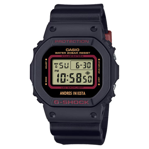 Montre G-SHOCK DW-5600INI-1ER Andrés Iniesta – Édition Limitée, Résine Bio, Rétroéclairage LED, Étanche 200M