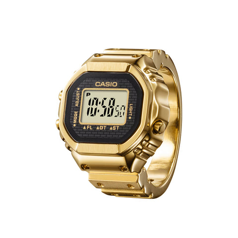 Montre-Bague CASIO CRW-001G-9 Nano – Série 5600 – Résine biosourcée – Lumière pulsée – Édition Collector Gold