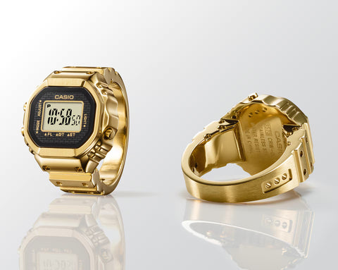 Montre-Bague CASIO CRW-001G-9 Nano – Série 5600 – Résine biosourcée – Lumière pulsée – Édition Collector Gold