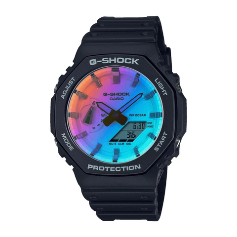 Montre Casio G-SHOCK GA-2100SR-1AER – CasiOak Noir Iridescent | Homme, Ultra-Résistante & Design Octogonal Futuriste