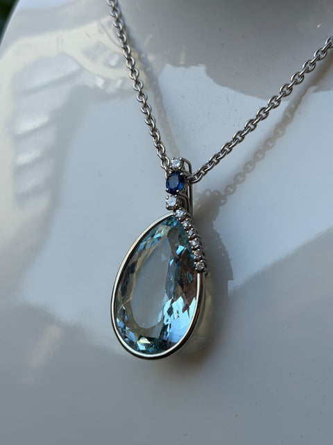 Collier Joaillerie Aigue Marine Diamants Saphir