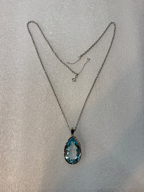 Collier Joaillerie Aigue Marine Diamants Saphir