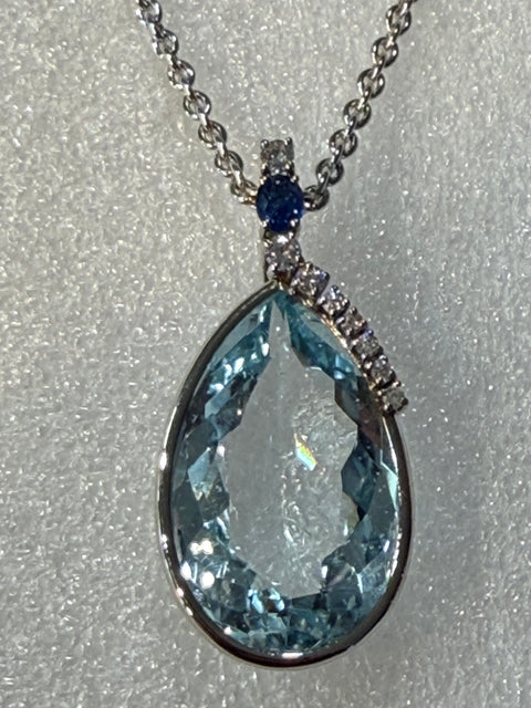 Collier Joaillerie Aigue Marine Diamants Saphir