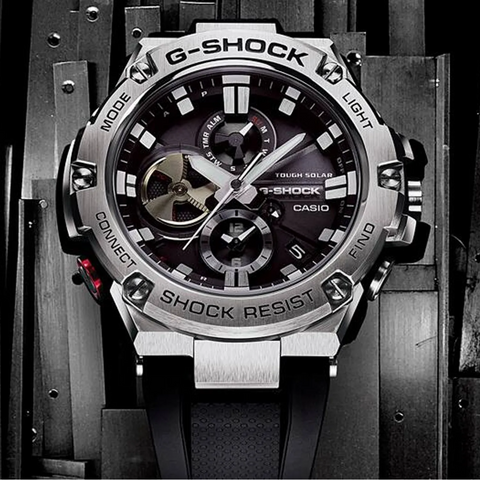 Casio G-Shock GST-B100-1AER – Montre Homme Solaire Bluetooth Chronographe 52mm Résistante aux Chocs