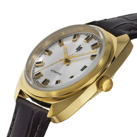 Montre LIP Général de Gaulle 671881 – Automatique 35mm – Acier doré jaune & cadran argenté – Fabriquée en France à Besançon