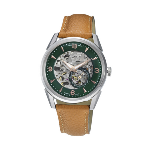 LIP Himalaya Automatique Squelette 40 mm – Forest Green x Peugeot Motocycles