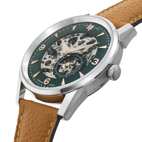 LIP Himalaya Automatique Squelette 40 mm – Forest Green x Peugeot Motocycles