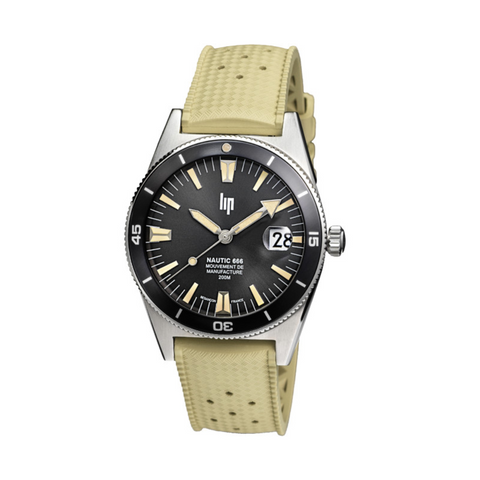 Montre LIP Nautic 666 Automatique 39 mm – Réf. 676054 – Mouvement Manufacture R26, Acier & Verre Saphir, Étanche 200 m, Bracelet Élastomère