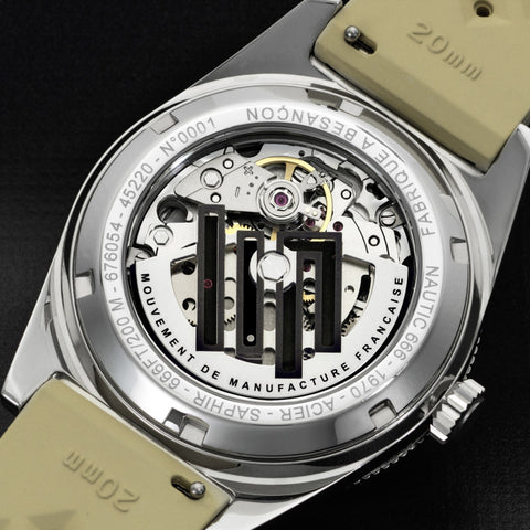 Montre LIP Nautic 666 Automatique 39 mm – Réf. 676054 – Mouvement Manufacture R26, Acier & Verre Saphir, Étanche 200 m, Bracelet Élastomère
