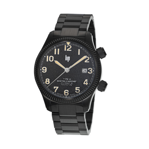 Montre LIP Type 14 Automatique 41 mm – Réf. 676033 – Mouvement Manufacture R26, PVD Noir, Acier & Verre Saphir, Étanche 100 m