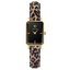 Montre Femme Pierre Lannier Ariane Quartz Rectangulaire – Réf. 006L539 – Boîtier PVD Jaune, Cadran Noir, Bracelet Cuir Léopard