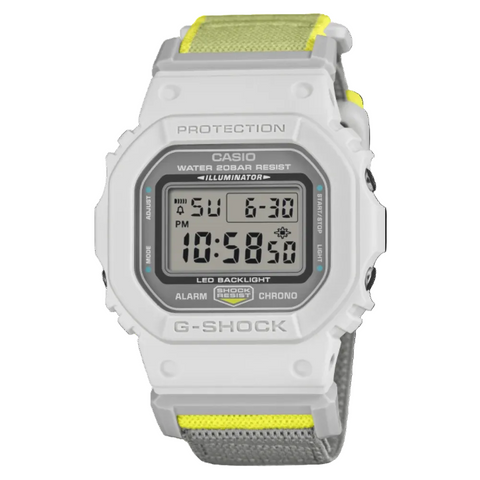 G-SHOCK DW-5600MNC-7A8ER – Montre Gris Clair Jaune Fluo Bracelet FIDLOCK®