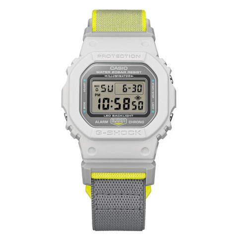 G-SHOCK DW-5600MNC-7A8ER – Montre Gris Clair Jaune Fluo Bracelet FIDLOCK®