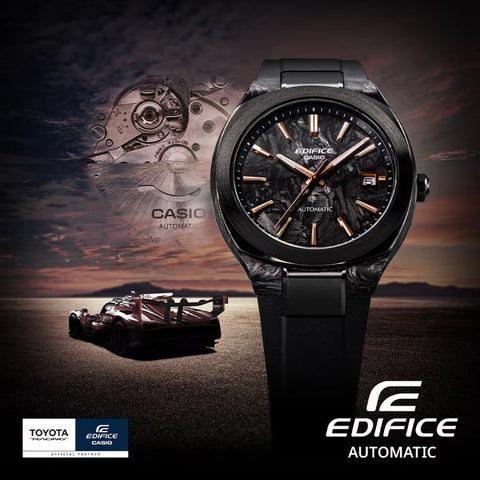 Montre Homme Casio Edifice EFK-200XPB-1AER Automatique | Boîtier & Cadran Carbone Forgé Noir et Index Or Rose