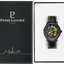 Pierre Lannier Paddock 338A443 – Montre Homme Chronographe 42mm Cadran Bleu Bracelet Cuir Noir Surpiqué Jaune