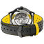 Pierre Lannier Paddock 338A443 – Montre Homme Chronographe 42mm Cadran Bleu Bracelet Cuir Noir Surpiqué Jaune