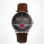 Montre Pierre Lannier Bretzel Airlines Blason Rouge – Boîtier Acier Argenté 40,5 mm – Bracelet Cuir Acajou – Édition Spéciale Alsacienne