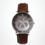 Montre Pierre Lannier Mac Bretzel – Série Spéciale Bretzel Airlines – Acier Argenté 40,5 mm – Bracelet Cuir Acajou – Made in France