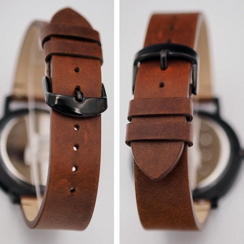 Montre Pierre Lannier Bretzel Brothers – Édition Bretzel Airlines – Boîtier Noir 40,5 mm – Bracelet Cuir Acajou – Made in France